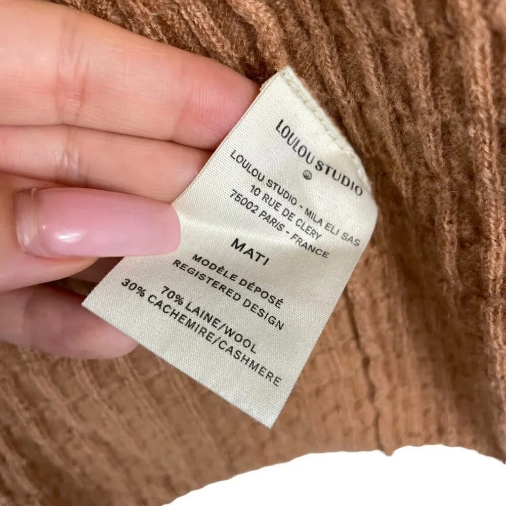 Loulou Studio Mati Wool Cashmere Cable-Knit Button Front Cardigan Beige Size S